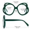 AOOLIA Oversized Round Women Eyewear, Stylish Large Blue Light Blocking Glasses, Anti-UV Anti-fatigue Eyeglasses (Green) view 2