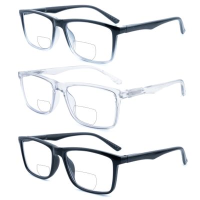 Ryegis Bifocal Reading Glasses,Classic Square Men Readers,Lightweight Cheaters Glasses Comfortable Spring Hinges 5.0