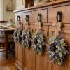 6 Pcs Small Lavender Hanging Wreaths for Cabinets with Violet Hydrangea Flowers and Eucalyptus Leaves Spring Summer Mini Candle Ring Wreath for Home Kitchen Front Door Window Porch Wall Wedding Decor view 4