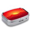Red Sunrise Pill Case,2 Compartment Small Pill Box Metal Portable Medicine Box Mini Medication Organizer Storage Travel Organizer for Pocket Purse view 3