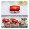 Red Sunrise Pill Case,2 Compartment Small Pill Box Metal Portable Medicine Box Mini Medication Organizer Storage Travel Organizer for Pocket Purse view 4