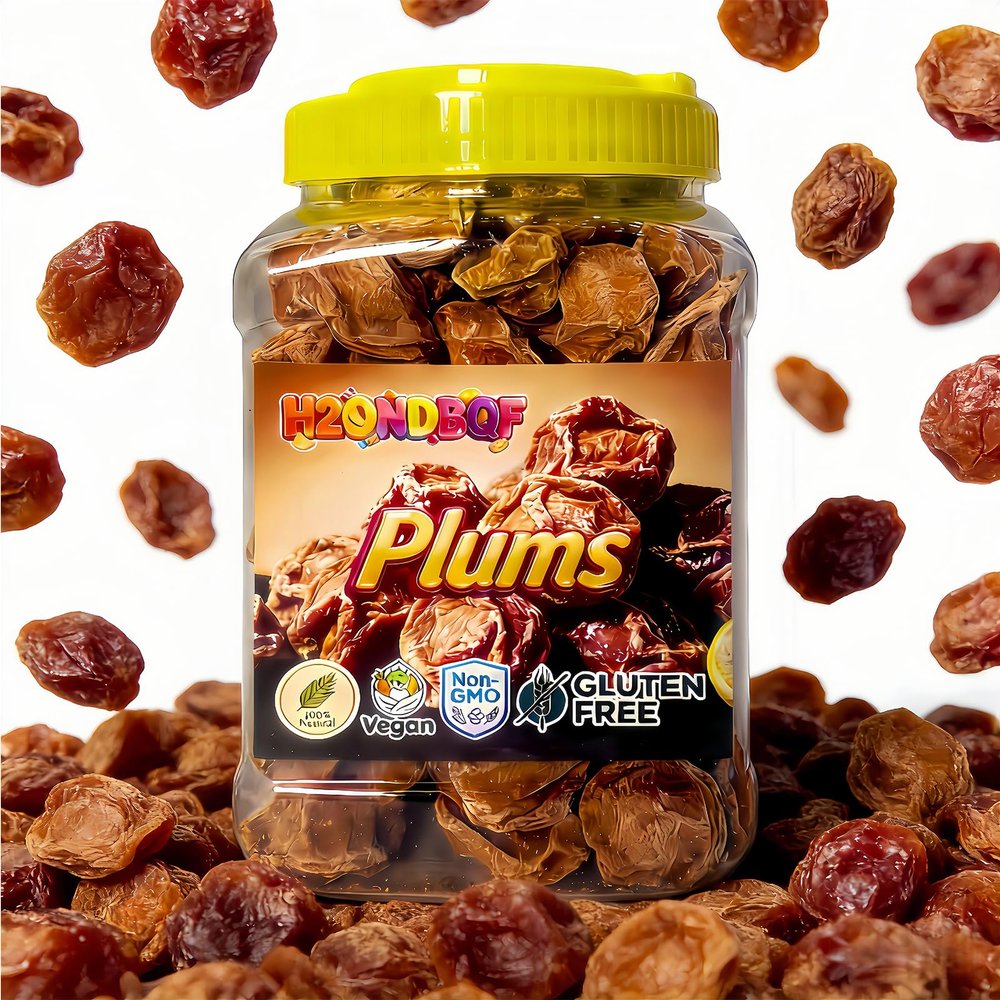 17.6oz Preserved Plums (Dried Prunes) - Chewy & Flavorful Extra Large Plum Snack with a Complex Umami Taste, Jar for a Salty, Sweet, and Tangy Snack Anytime 500g