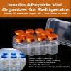 4pcs Peptide Case for Fridge, 3mL Vial Holder for Refrigerator, 10 Slots Each (40 Total), Fits Up to 16mm x 38mmH, Click-Closure Stackable Organizer for Insulin/Peptides/GLP-1, Semi-Transparent view 3