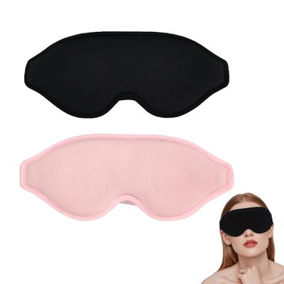 2PCS Sleep Mask for Women Men, Lightweight Breathable Eye Masks for Sleeping, Light Blocking Soft 3D Sleeping Eye Mask for Side Sleeper, Relaxing Travel Sleep Eye Mask (Black & Pink)