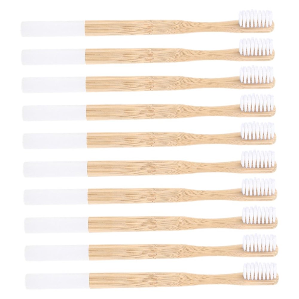 Outanaya Toothbrush Soft Bristles 10pcs Natural Reusable Manual Toothbrush Set for Adults with Non-Slip Handle White, Eco-Friendly Travel Oral Care