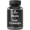 Probiotics for Hair Growth + Biotin 10000mcg - High Strength Hair Vitamins for Women and Men with Lactobacillus Reuteri & Clinically Studied Probiotic Strains - Supports Thicker, Fuller Scalp - Vegan view 1