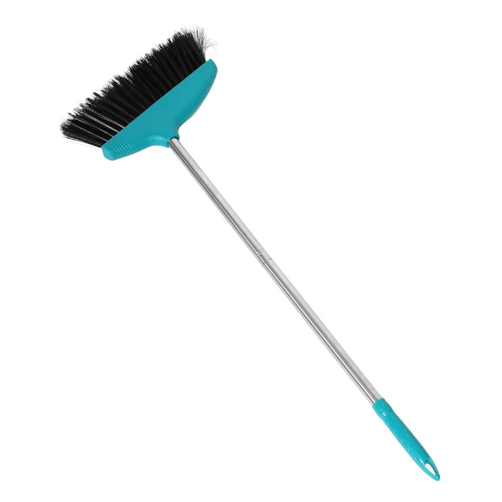 Veemoon Soft Bristle Floor Clean Broom with Long Metal Handle, Wide Angle Indoor Dust Sweeping Broom for Home Kitchen Office Patio, Green