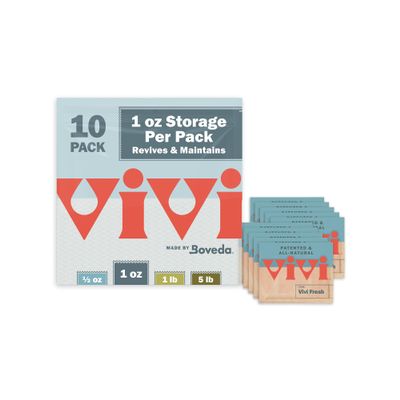 Vivi Fresh 1 Ounce Humidity Control Packs | 10-pack in Resealable Bag | For All Airtight Storage Containers, Store Longer and Preserve Freshness | Made in the USA by Boveda