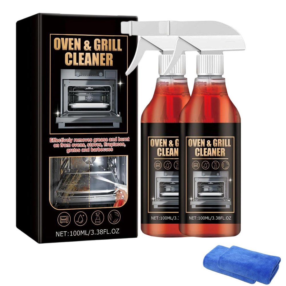 ivyever Oven and Grill Cleaning Spray Dissolves Grease in 5 Minutes, No Scrubbing Required, Removes Odors, Eliminates Thick Grease & Build Up, Grease Remover, 3.38 Floz (2pcs)