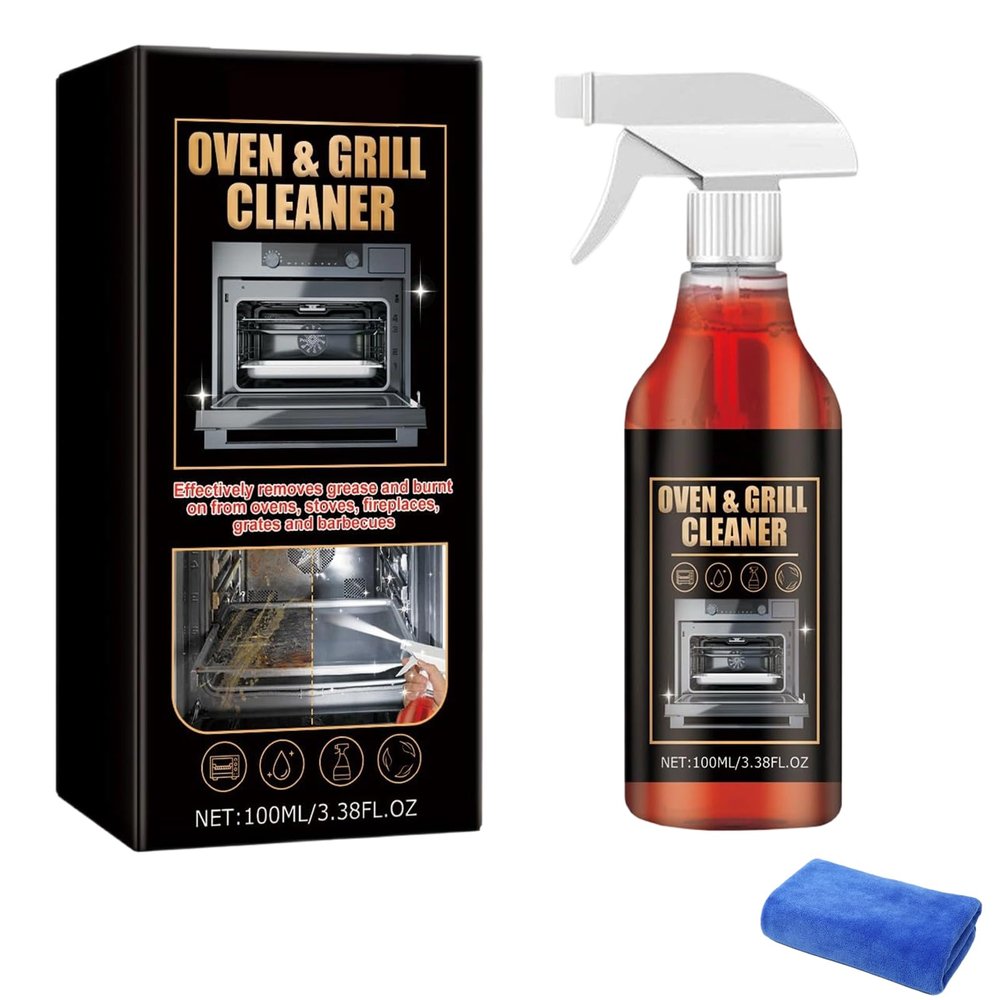 ivyever Oven and Grill Cleaning Spray Dissolves Grease in 5 Minutes, No Scrubbing Required, Removes Odors, Eliminates Thick Grease & Build Up, Grease Remover, 3.38 Floz (1pcs)