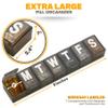 Weekly Pill Organizer - Extra Large with Easy to Read Jumbo Letters Vitamin Container, BPA Free - Daily Travel 7 Day Medication Pill Box Case, (Black, Case of 100) view 4