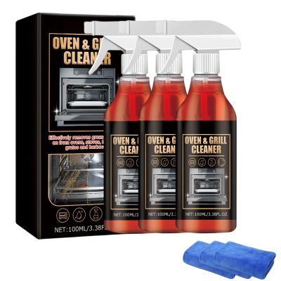 ivyever Oven and Grill Cleaning Spray Dissolves Grease in 5 Minutes, No Scrubbing Required, Removes Odors, Eliminates Thick Grease & Build Up, Grease Remover, 3.38 Floz (3pcs)