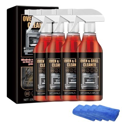 ivyever Oven and Grill Cleaning Spray Dissolves Grease in 5 Minutes, No Scrubbing Required, Removes Odors, Eliminates Thick Grease & Build Up, Grease Remover, 3.38 Floz (4pcs)