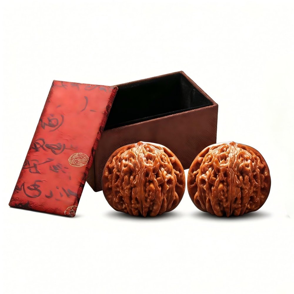 2026 New Wenwan Walnuts Fidget Set, 2PCS Chinese Exercise Walnuts with Gift Box & Brush, Traditional Hand Fidget Balls for Stress Relief, Relaxation, Desk & Valentines Day Gift(41 * 42mm)