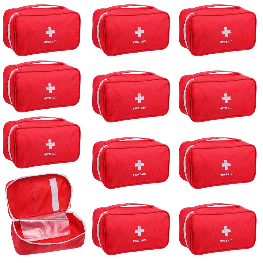 12 Pack Empty First Aid Bag, Emergency Bag Empty, First Aid Case, Portable Medical Storage Pouch for Camping Hiking Travel Home Office (Red)