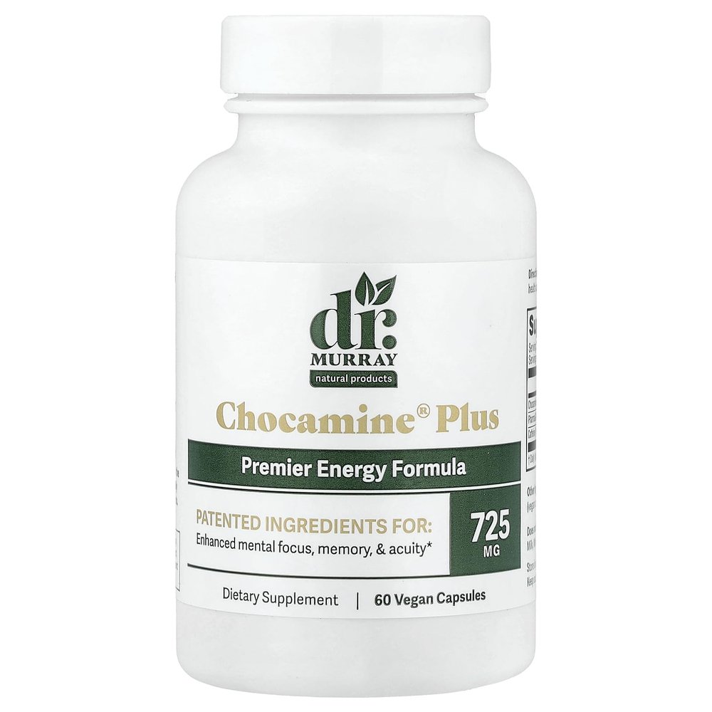 Dr. Murray's Chocamine Plus Cocoa Extract Supplement - Supports Focus, Mood & Energy | Methylxanthines | Theobromine | 60 Vegan Capsules