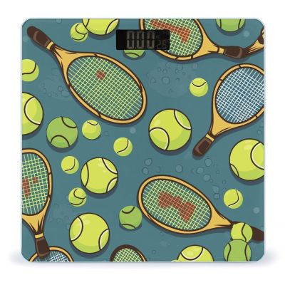Funny Tennis Racquets and Tennis Balls Weight Scale Large Bathroom Scales Digital Weight with Bright LED Display Non Slip Automatic Weighing Scale Fashion Weighing Machine for Body