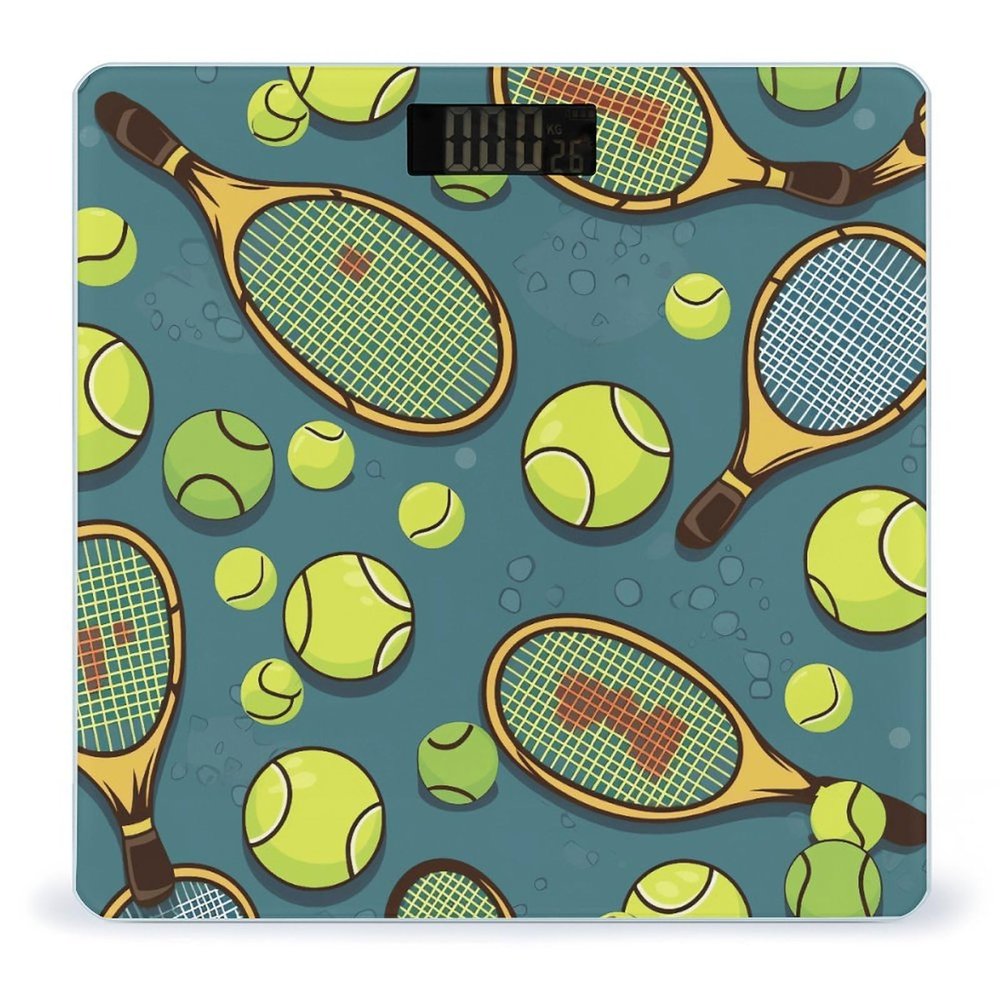 Funny Tennis Racquets and Tennis Balls Weight Scale Large Bathroom Scales Digital Weight with Bright LED Display Non Slip Automatic Weighing Scale Fashion Weighing Machine for Body