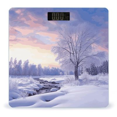 Winter Landscape Weight Scale Large Bathroom Scales Digital Weight with Bright LED Display Non Slip Automatic Weighing Scale Fashion Weighing Machine for Body