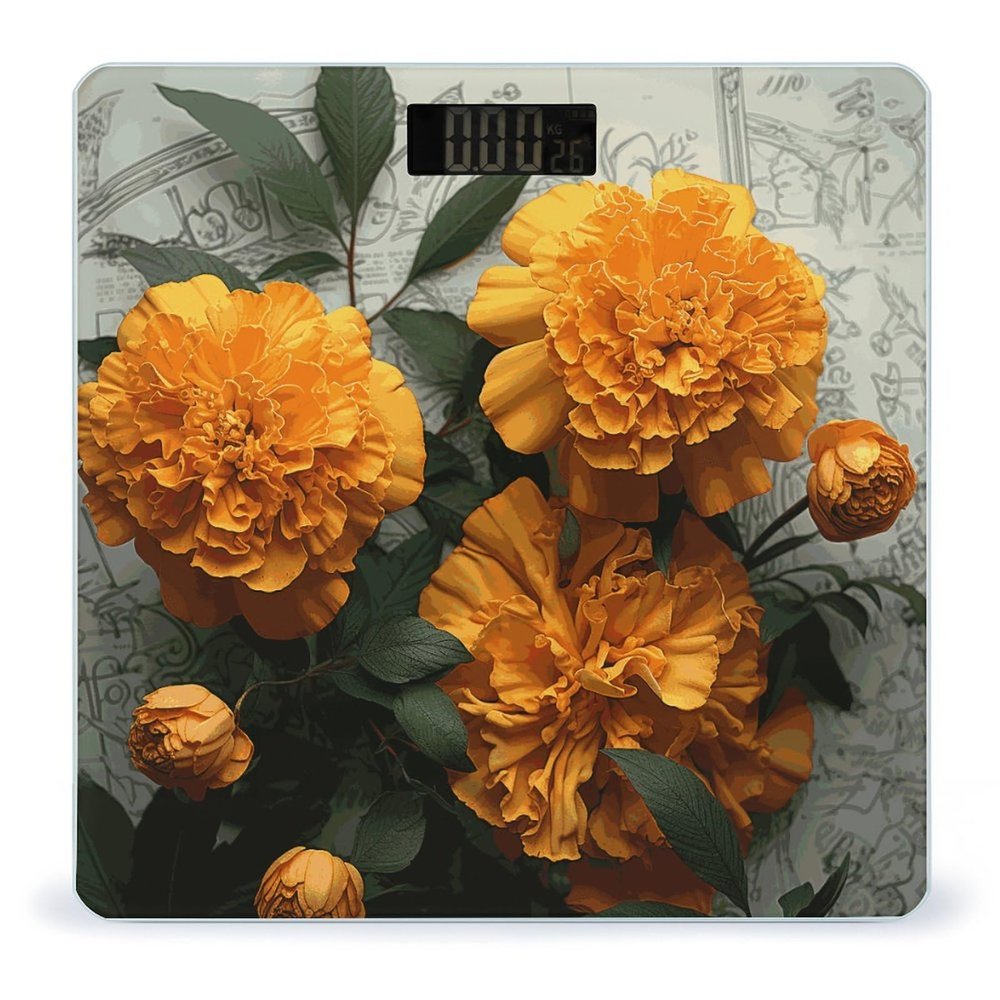 Marigold Weight Scale Large Bathroom Scales Digital Weight with Bright LED Display Non Slip Automatic Weighing Scale Fashion Weighing Machine for Body