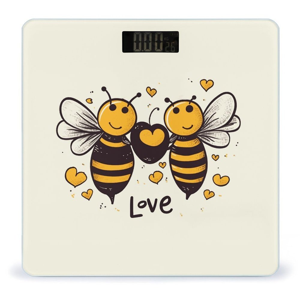 Bee Love Honey Weight Scale Large Bathroom Scales Digital Weight with Bright LED Display Non Slip Automatic Weighing Scale Fashion Weighing Machine for Body