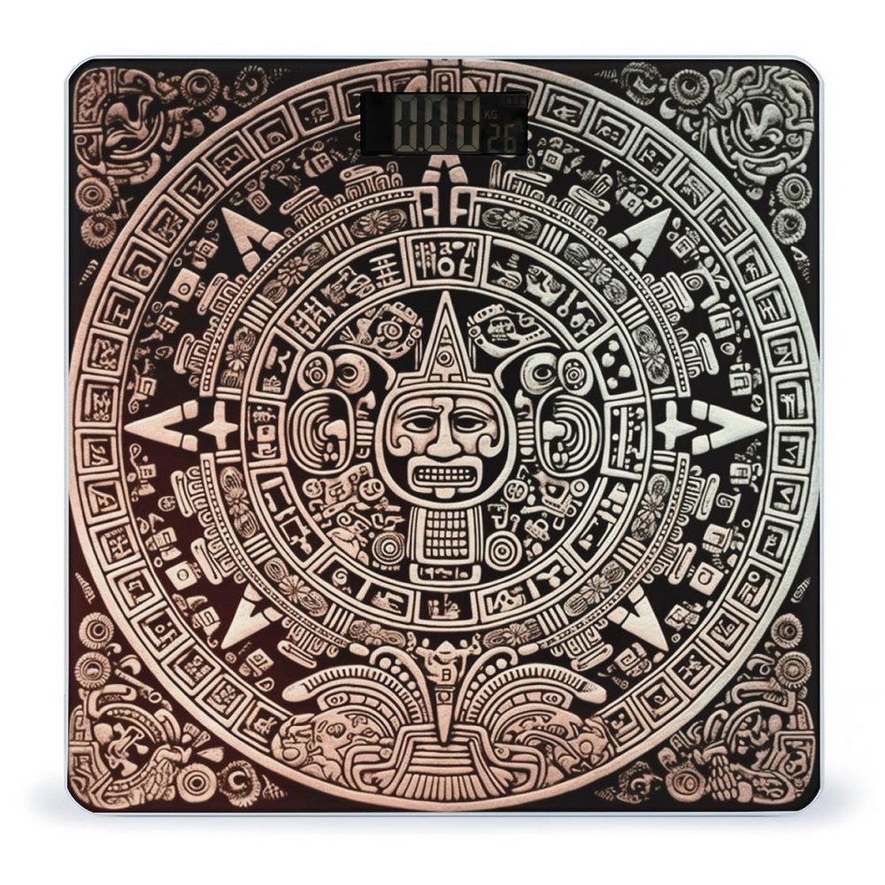 Mayan Calendar End of The World Weight Scale Large Bathroom Scales Digital Weight with Bright LED Display Non Slip Automatic Weighing Scale Fashion Weighing Machine for Body