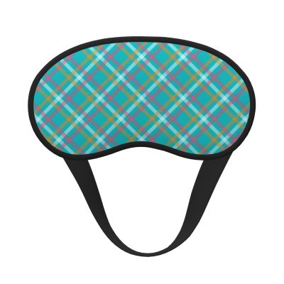 Eye Sleep Masks for Women Men - Teal Orange Plaid Print Comfy Elastic Band Blackout Travel Eye Masks for Sleep Airplane, Night Sleeping Mask Cover for Nap and Party Games