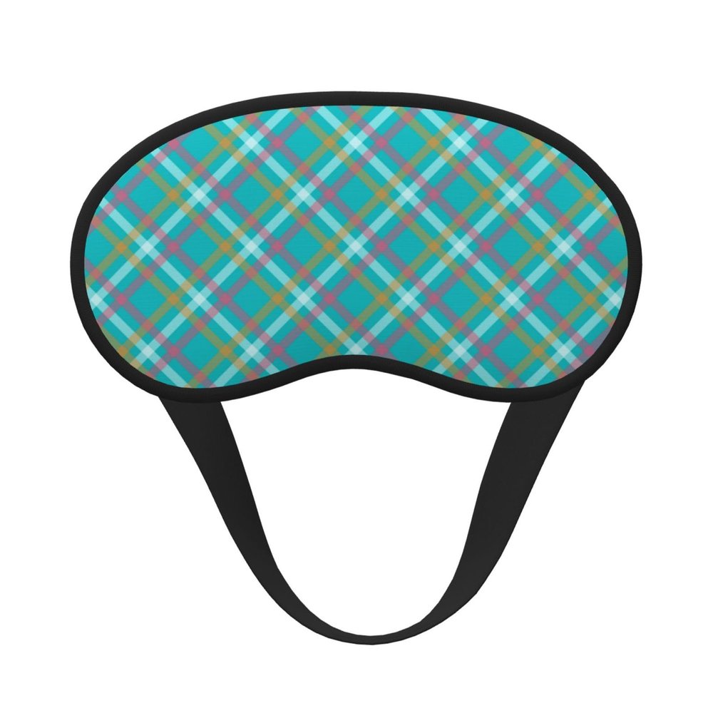 Eye Sleep Masks for Women Men - Teal Orange Plaid Print Comfy Elastic Band Blackout Travel Eye Masks for Sleep Airplane, Night Sleeping Mask Cover for Nap and Party Games