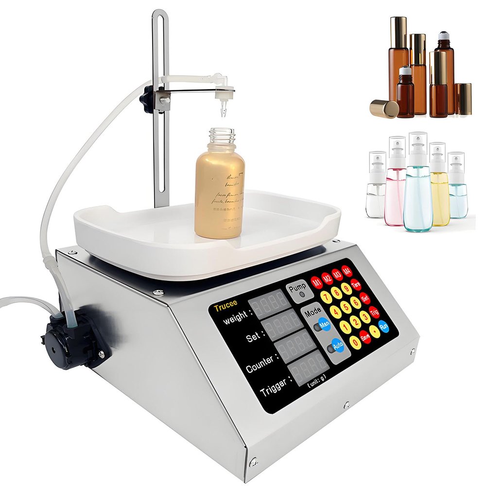 Automatic Liquid Filling Machine, Numerical Bottle Filler Machine with Adjustable Filling Height from 0-15cm, Maximum Flow Rate of 90ml/min & Applicable Capacity of 1-50ml (1g-50g)