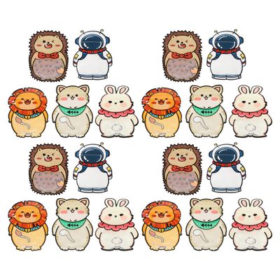 OATIPHO 50pcs Cartoon Animal Space Explorer Sweet Treat Bags Resealable Cookie Packaging with Self-seal Closure Space Theme Goodie Bags for Party Favors and Homemade Pastries