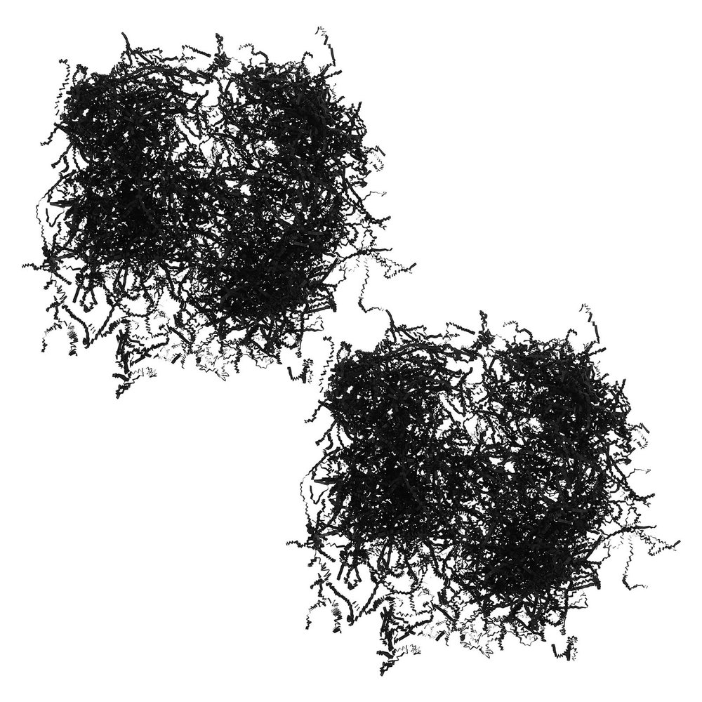 Ciieeo Crinkle Paper Shredded Filler 2pcs 100g Black Raffia Grass Basket Filling for Boxes Engagement Box Packaging and Handmade Decoration