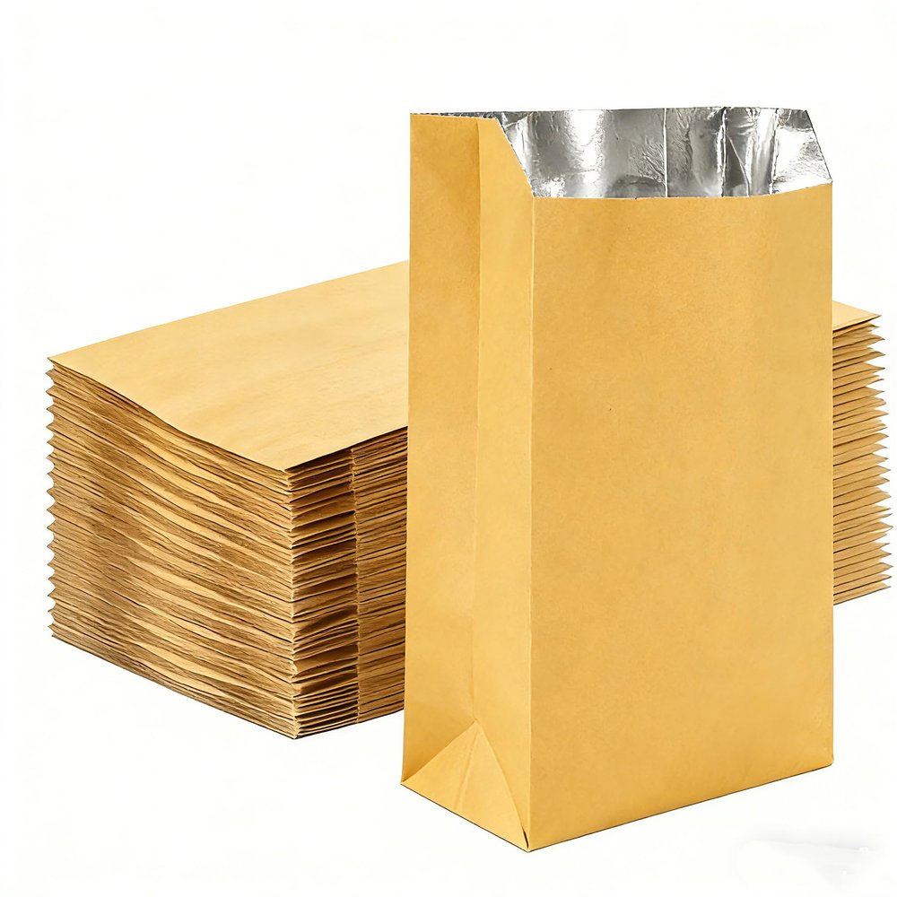 100 Pack Foil Sandwich Wrap, 8.26"x4.7" Insulated Hot Dog Bag, Grease Resistance Paper Foil Hamburgers Bags for Breakfast Lunch, Fast Food, Food Truck, Serving, BBQ (brown)