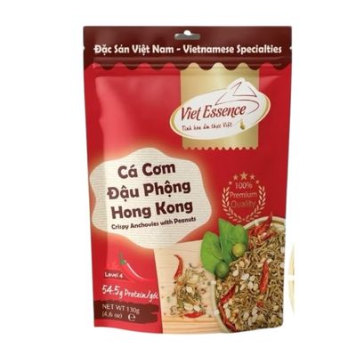 Ca Com Dau Phong Hong Kong Viet Essence Crispy Anchovies with Peanuts, Vietnamese Specialties, Level 4 Spicy, 130g (4.6 oz), 54.5g Protein