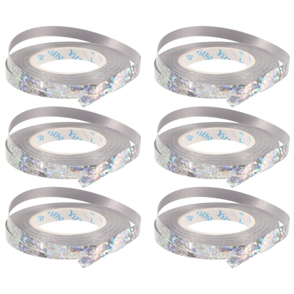 PERSELOSO 6pcs 10-Meter Curling Balloon Strings Ribbon Set for Birthday Party Wrapping Decorations, Shiny Craft Ribbons for Balloon Tying and Candy Box Trim