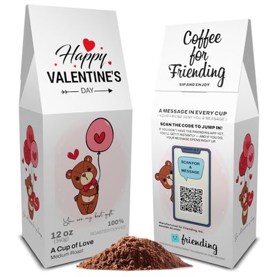 Send a Gift Message with A Cup of Love Friending 12 oz Ground Coffee, Medium Roast Freshly Roasted to Order, Made in USA Premium Arabica Coffee Gift