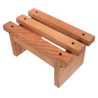Milisten Wooden Small Step Stool Foot Stool Red Oak Wood Bathroom Indoor Plant Stand and Shoe Changing for Home Use