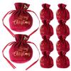 Healvian 10pcs Red Velvet Drawstring Candy Bags with Decorative Bell, Small Fabric Pouches for Christmas Party Favors, Jewelry Storage, Holiday Wrapping Supplies view 1