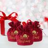 Healvian 10pcs Red Velvet Drawstring Candy Bags with Decorative Bell, Small Fabric Pouches for Christmas Party Favors, Jewelry Storage, Holiday Wrapping Supplies view 4