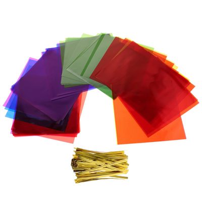 PRETYZOOM 80pcs Colorful Cellophane Wrap Sheets for Candy Packaging, 15.5x15.5cm, DIY Decoration Supplies for Homemade Chocolate and Crafts