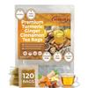 120 Bags Premium Turmeric, Ginger, Cinnamon Blend Tea Bags, Improve Digestion Turmeric Ginger Herbal Tea 100% Natural & No Additives & Caffeine Free view 1