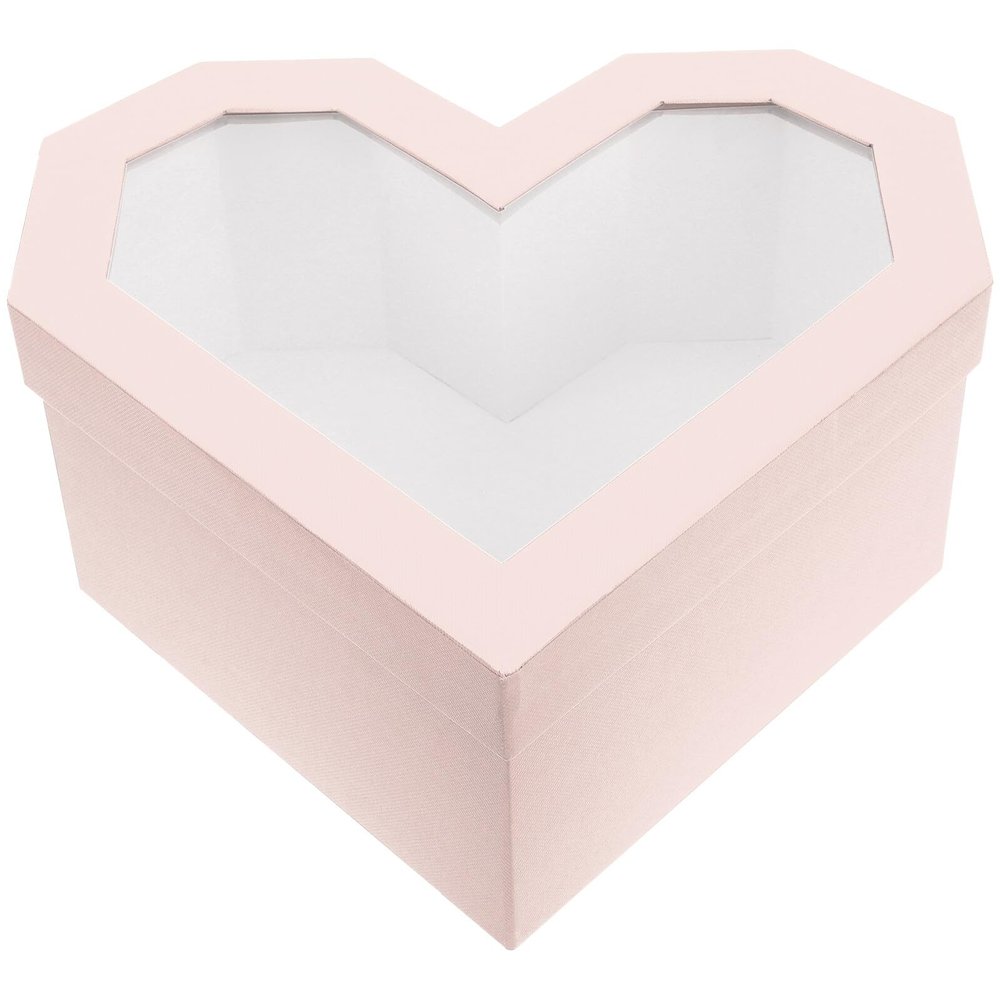 GARVALON Heart Flower Box Set with Window Pink Heart Shaped Box for Valentines Day Floral Arrangement Packaging for Special Occasions