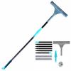 61" Window Squeegee with Long Extension Pole, 2-in-1 Streak-Free Glass Washer & Scrubber Kit with 2 Reusable Microfiber Pads & Clips, Professional Window Cleaning Tool for Home Outdoor High Windows view 1