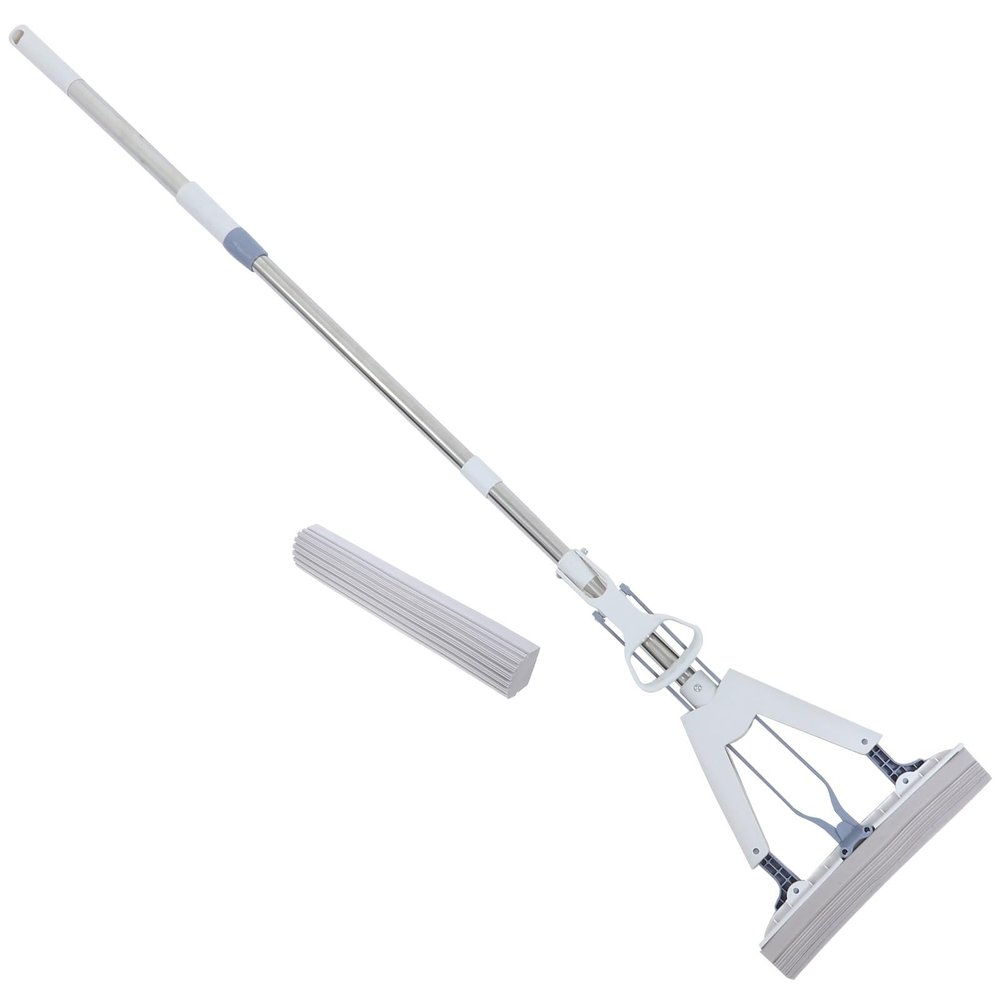 SUPVOX Household Folding Sponge Mop 28cm with Dual-Head, Wet and Dry Use, Super Absorbent Cotton for Home Floor Cleaning and Convenient Water Removal