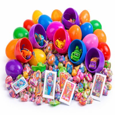 Prefilled Easter Eggs with Toys and Candy, Colorful Plastic Egg Variety Pack, 50 Count