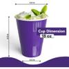 Party Solids 18 Oz Purple Plastic Cups For Party Supplies 100 Pack | Purple Disposable Cups Plastic | Disposable Drinkware For Parties, Events & Everyday view 3