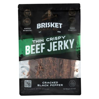 Brisket Chips Co. Cracked Black Pepper Brisket Chips, Crispy, High Protein, Beef (8oz)