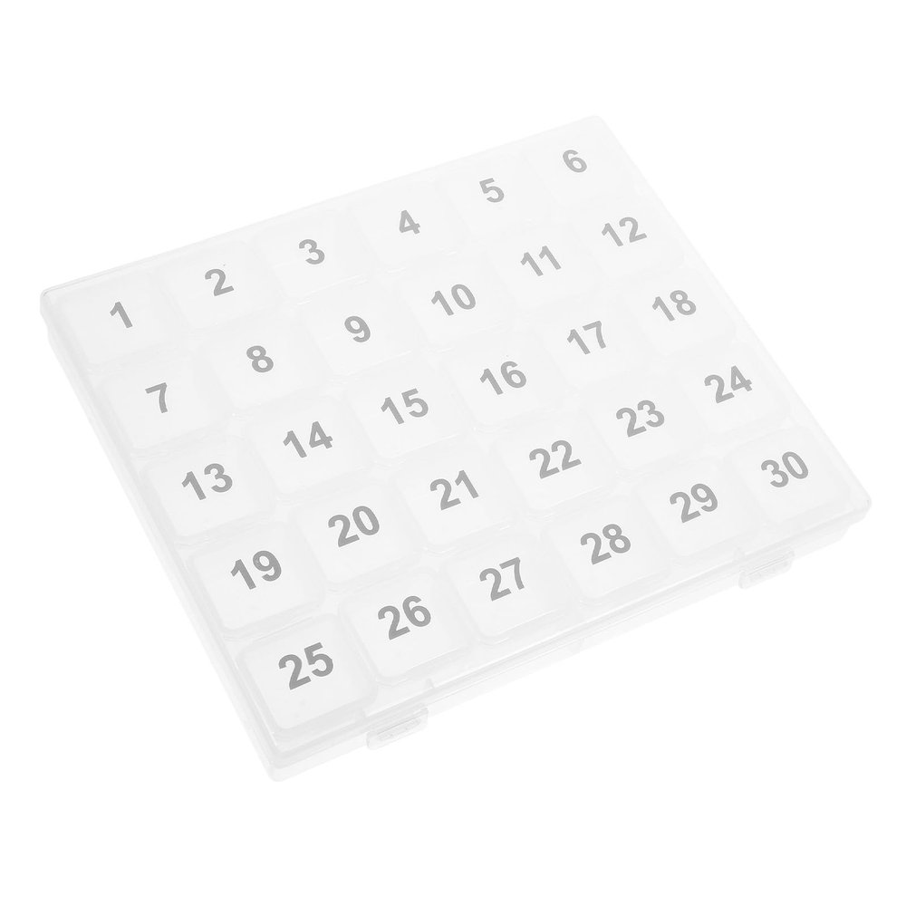 NAMOARLY 30-Day Pill Organizer Monthly Medicine Organizer with 30 Compartments 3x3cm Large Compartments Portable Travel Pill Case