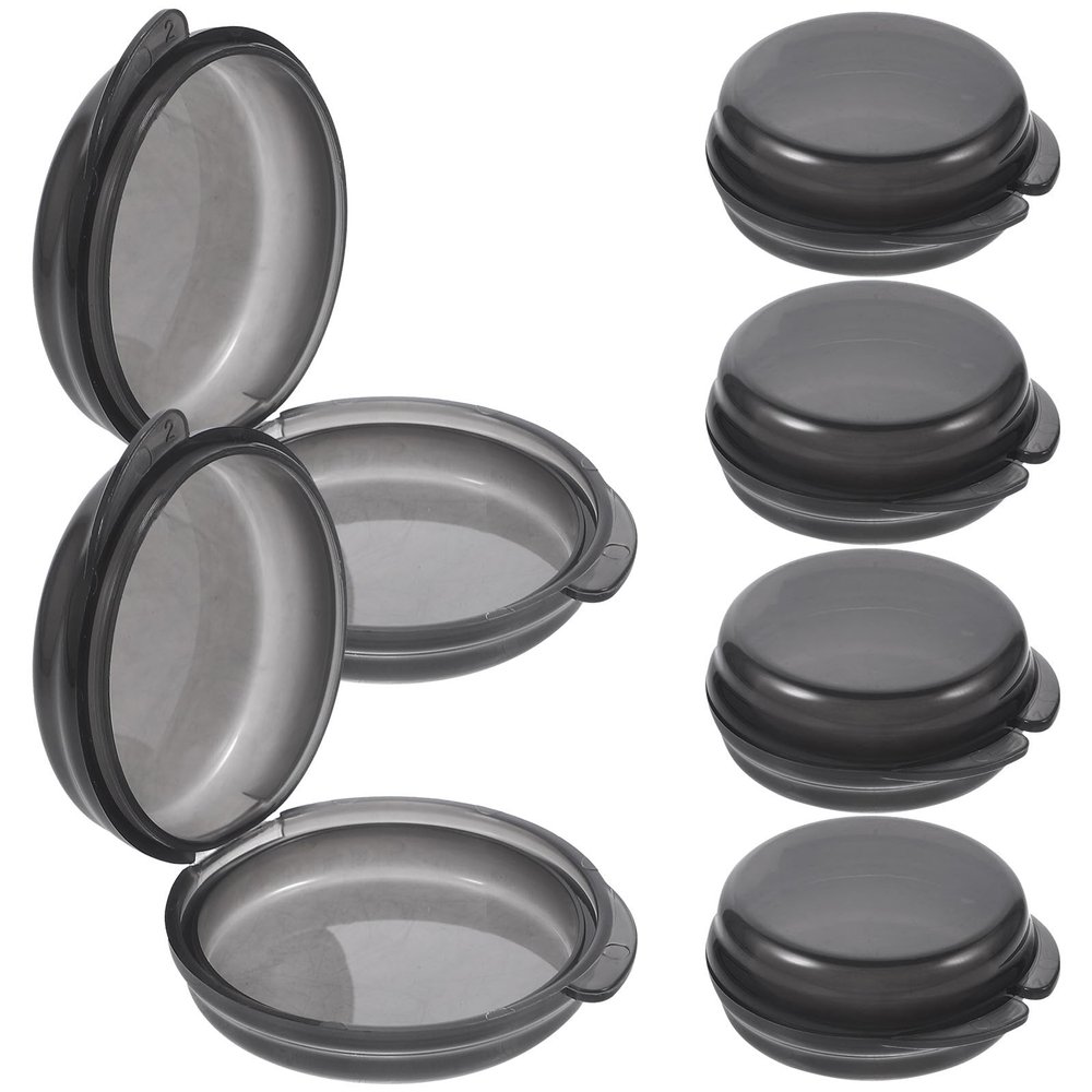 CLISPEED Black 6pcs Pill Organizer Set, Round Daily Medication Box 3 Times A Day, Portable Travel Container with Compartments for Supplements and Pills