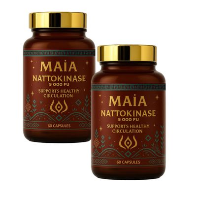 Maia Nattokinase Supplement with 5000 FU of Nattokinase, Support Healthy Circulation & Promote Cardiovascular Health, Non-GMO, Plant-Based Capsules, 120 Capsules