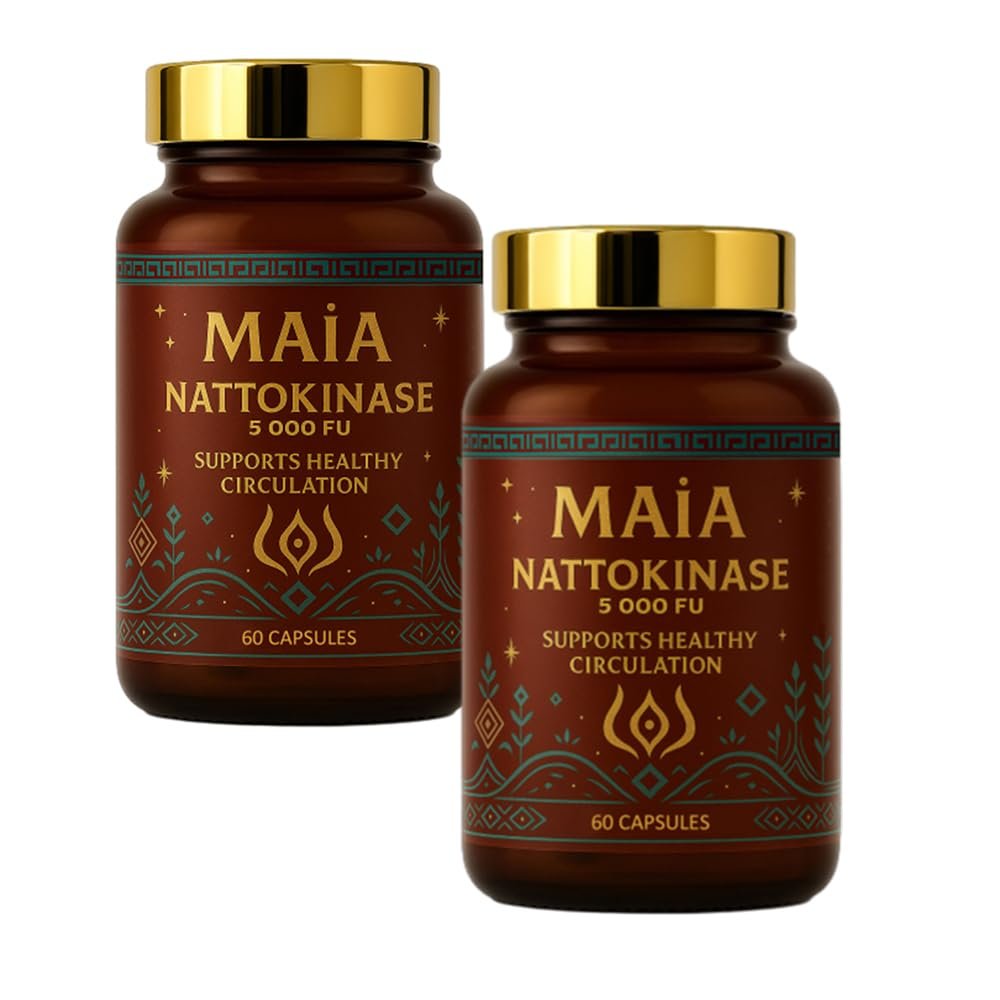 Maia Nattokinase Supplement with 5000 FU of Nattokinase, Support Healthy Circulation & Promote Cardiovascular Health, Non-GMO, Plant-Based Capsules, 120 Capsules